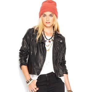 Free People Leather Moto Hoodie